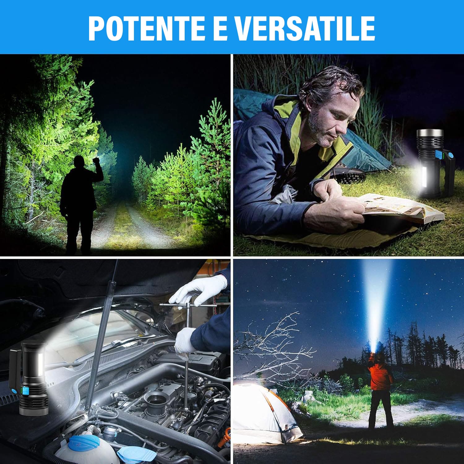 TORCIA LED RICARICABILE MULTIFUNZIONE - immagine 2